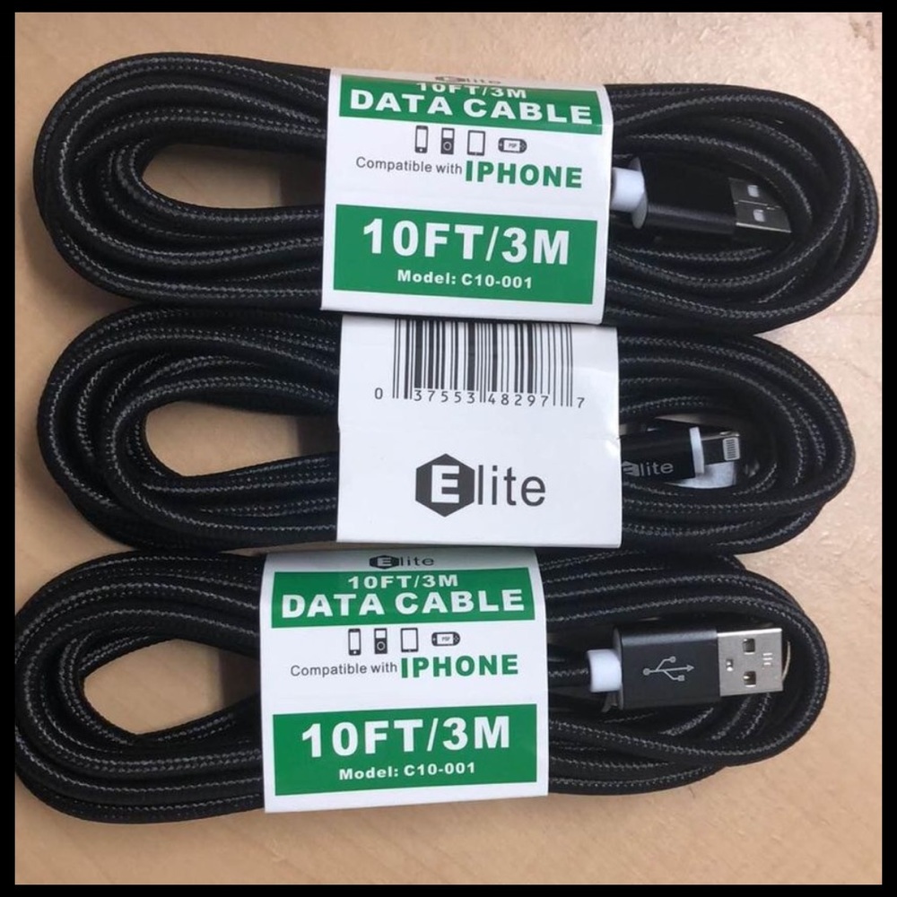 3 x 10 feet charging cables for iPhone and iPad